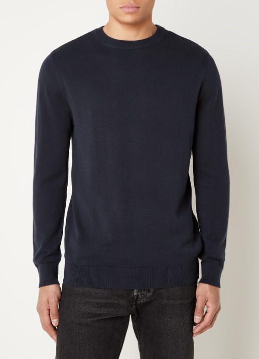 America Today Keith fijngebreide pullover met ronde hals - detail 3 blauw