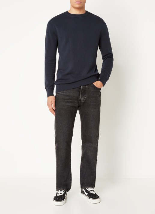 America Today Keith fijngebreide pullover met ronde hals - voorkant 2 blauw
