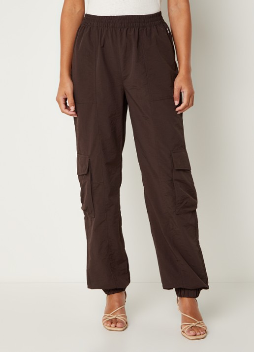 America Today Perry high waist tapered fit cargobroek  - detail 3 bruin