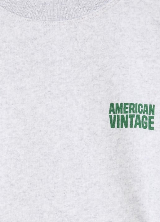 American Vintage Baptown sweater met logo - detail lichtgrijs