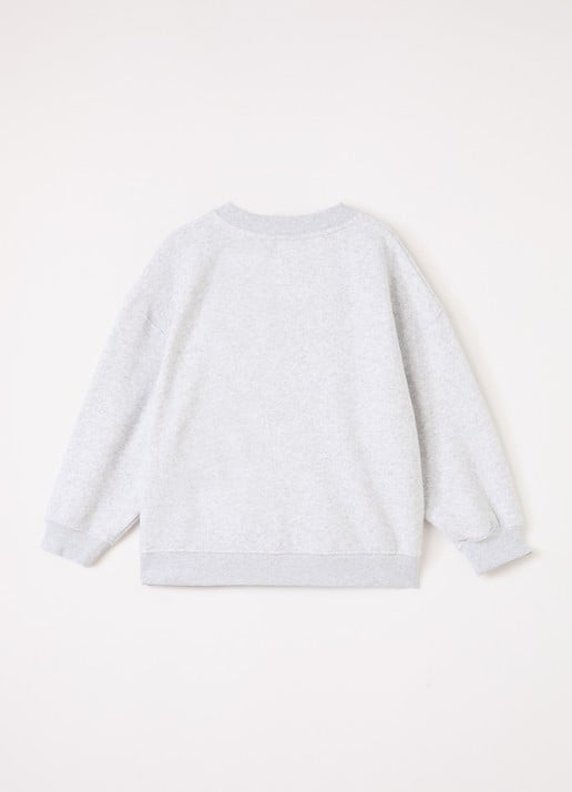 American Vintage Baptown sweater met logo - voorkant 3 lichtgrijs
