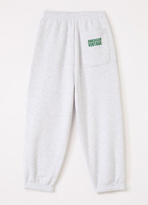 American Vintage Baptown tapered fit joggingbroek met logo - voorkant 3 lichtgrijs