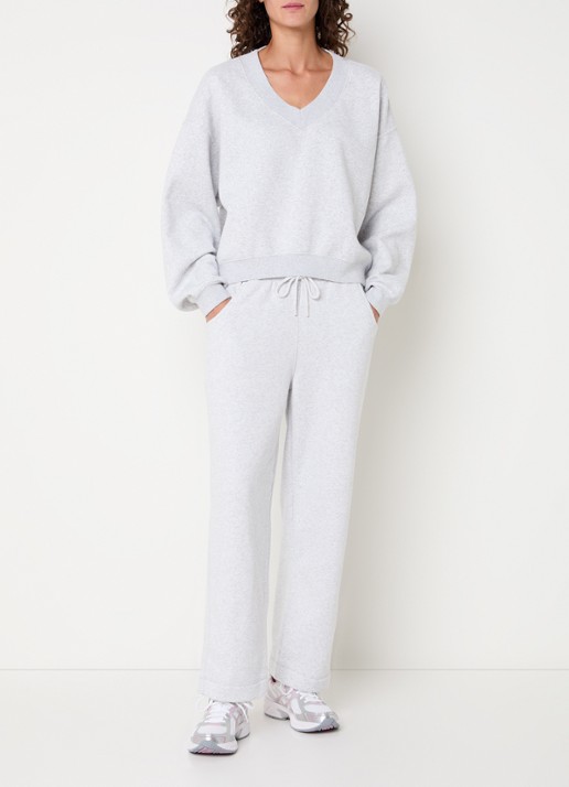 American Vintage Beptowngris high waist loose fit joggingbroek met steekzakken - voorkant 3 grijsmele