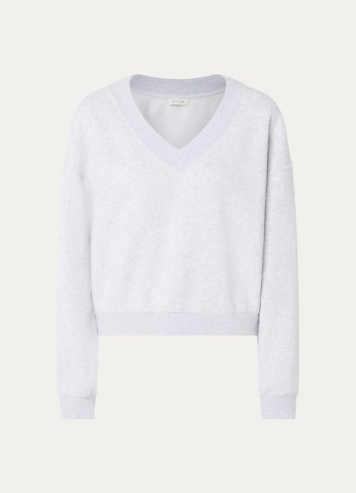 American Vintage Chine sweater met V-hals - voorkant 2 grijsmele