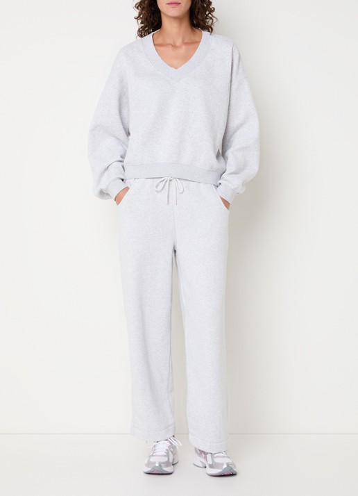 American Vintage Chine sweater met V-hals - voorkant 3 grijsmele