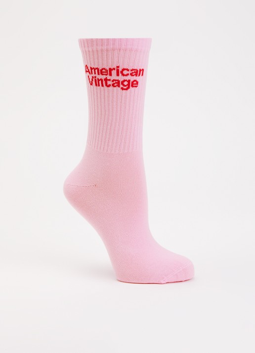 American Vintage Clypsun sokken met logo - voorkant lichtroze