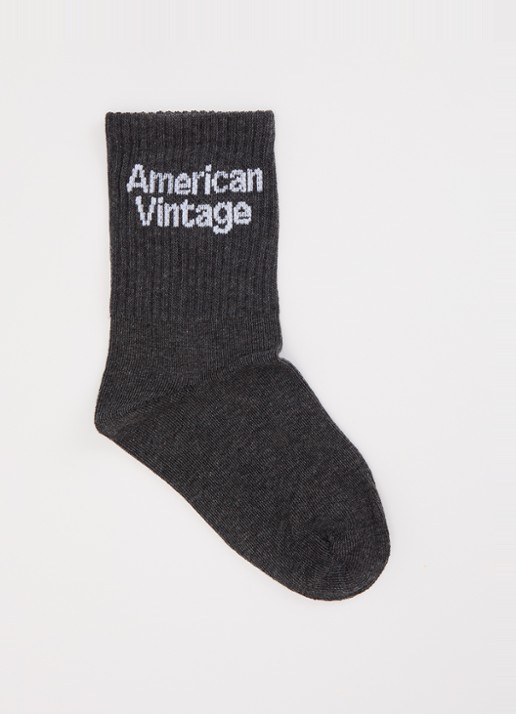 American Vintage Clypsun sokken met logo  - voorkant antraciet