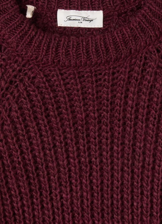American Vintage Cyrob grofgebreide trui van wol - detail 3 bordeauxrood