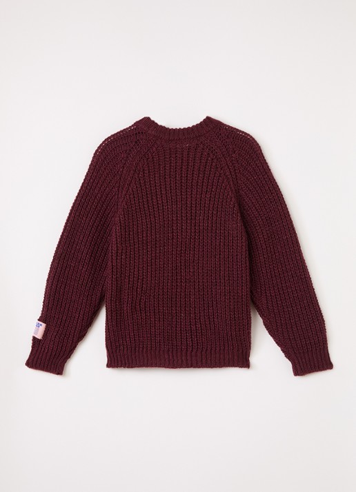 American Vintage Cyrob grofgebreide trui van wol - voorkant 2 bordeauxrood