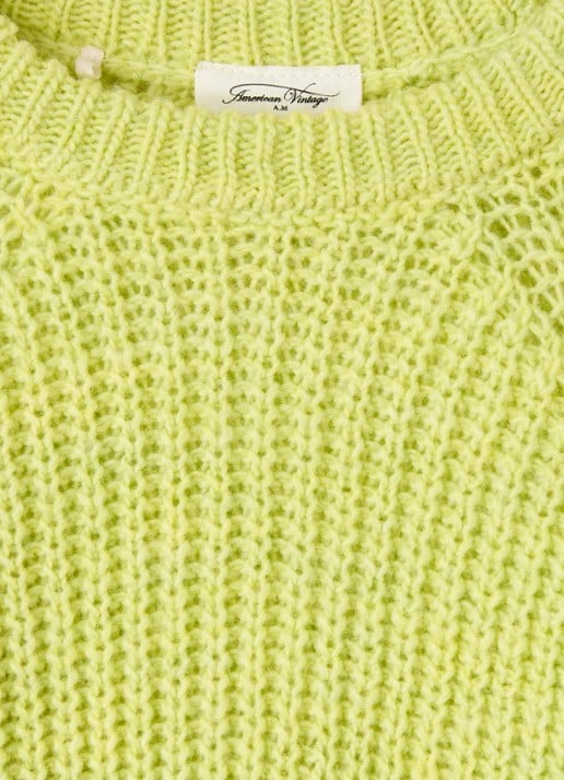 American Vintage Cyrob grofgebreide trui van wol - detail lime