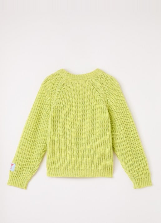 American Vintage Cyrob grofgebreide trui van wol - voorkant 3 lime