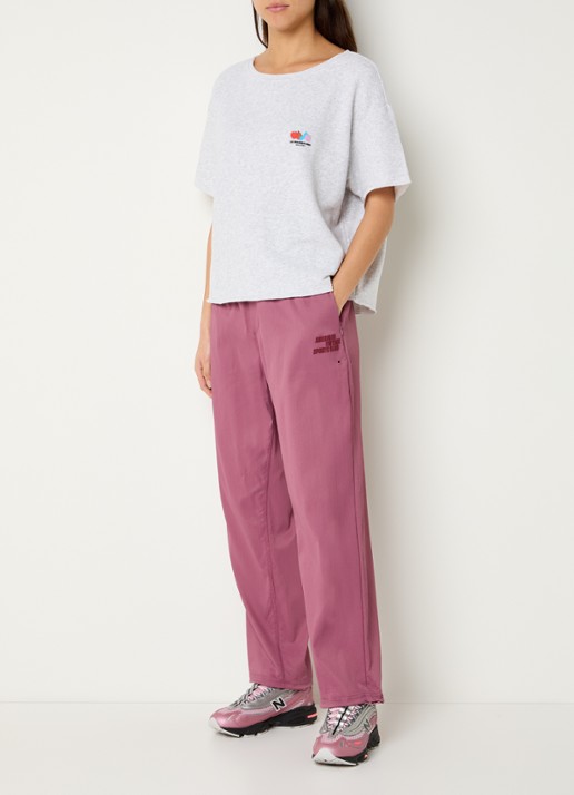 American Vintage Dyffow high waist sport broek met logo en ritszakken - voorkant 3 roze