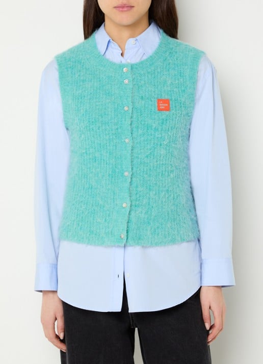 American Vintage East fijngebreid gilet in alpaca wolblend met logo