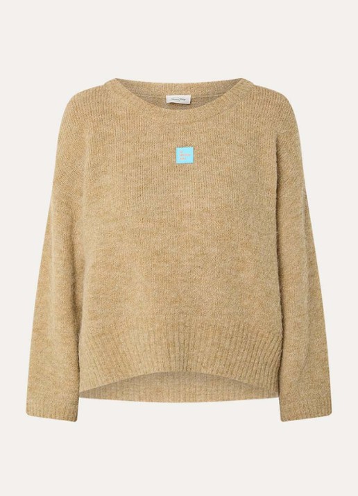 American Vintage East fijngebreide trui in alpaca wolblend - voorkant beige