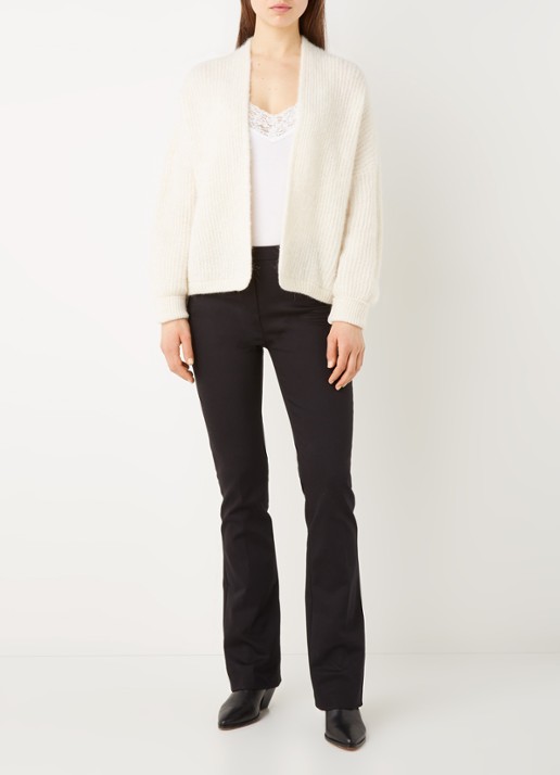 American Vintage East grofgebreid openvallend vest in alpaca wolblend - voorkant 3 gebroken wit