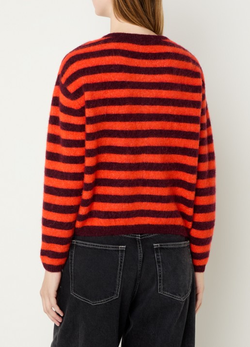 American Vintage Fijngebreid vest in alpaca wolblend - achterkant 4 rood
