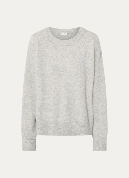 American Vintage Fijngebreide pullover in wolblend - voorkant 2 lichtgrijs
