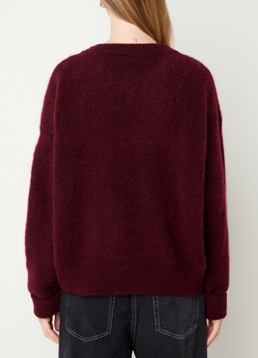 American Vintage Fijngebreide pullover in wolblend - achterkant bordeauxrood