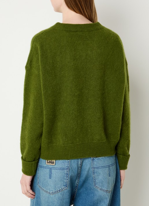 American Vintage Fijngebreide trui in alpaca wolblend - achterkant 4 groen