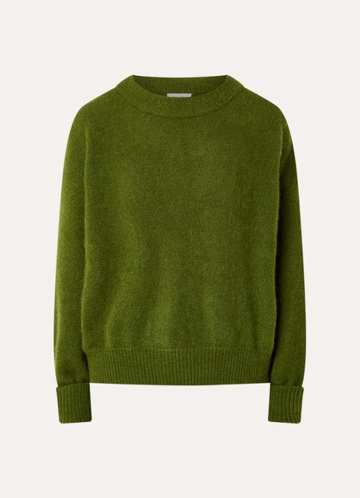 American Vintage Fijngebreide trui in alpaca wolblend - voorkant groen