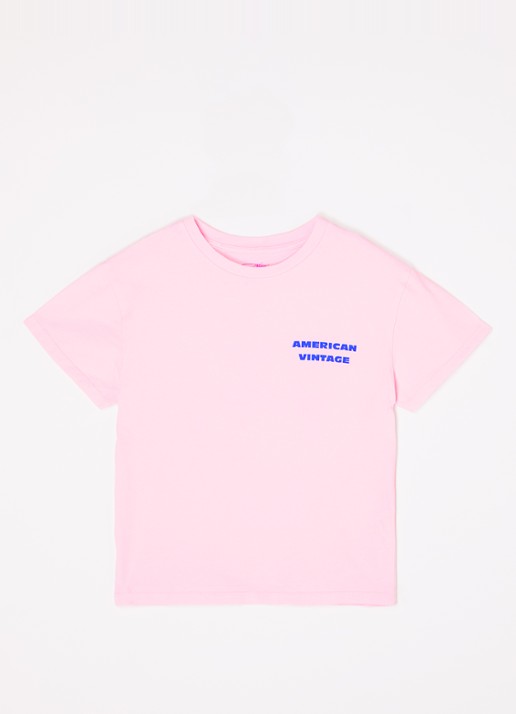 American Vintage Fiz Valley T-shirt met logoprint - voorkant roze