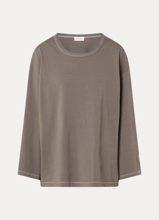 American Vintage Fizvalley long sleeve met ronde hals - voorkant 3 lichtbruin