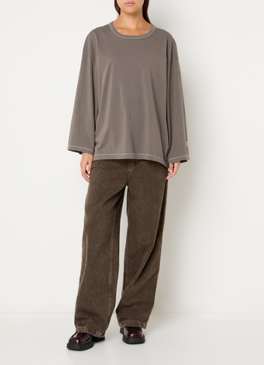 American Vintage Fizvalley long sleeve met ronde hals - voorkant 4 lichtbruin