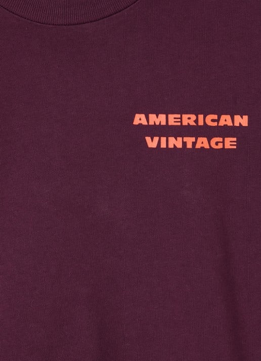 American Vintage Fizvalley longsleeve met logo- en backprint - detail aubergine