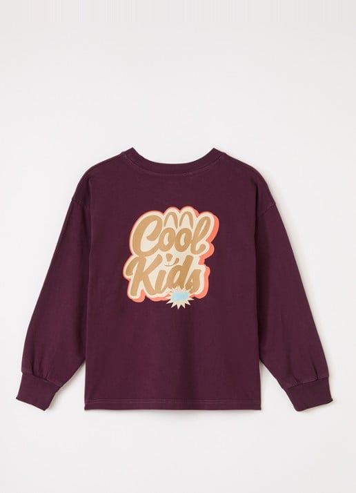 American Vintage Fizvalley longsleeve met logo- en backprint - voorkant 3 aubergine