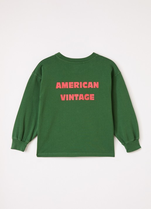 American Vintage Fizvalley longsleeve met logo- en backprint - voorkant 3 groen