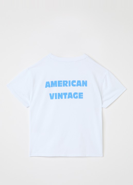 American Vintage Fizvalley oversized T-shirt met logo- en backprint - voorkant 2 wit