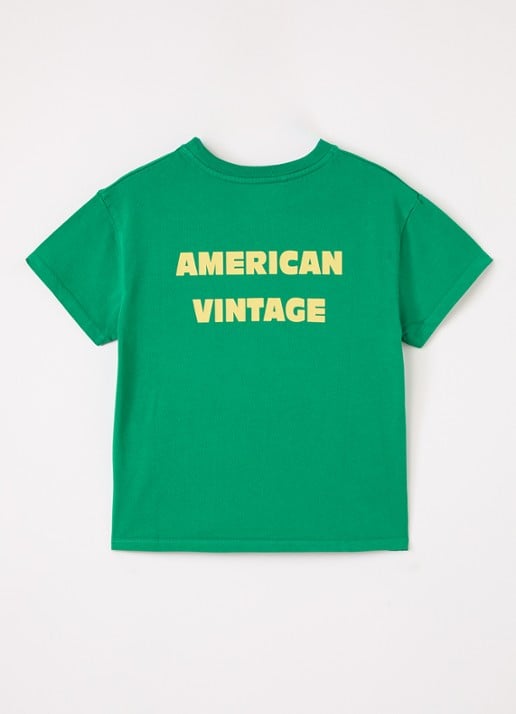 American Vintage Fizvalley T-shirt met logo- en backprint - voorkant 2 mint