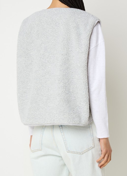 American Vintage Gilet van teddy met ritszakken - achterkant lichtgrijs