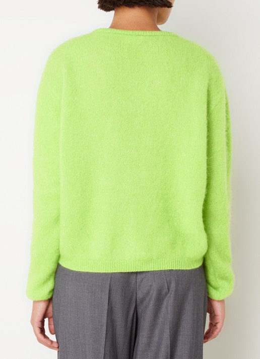 American Vintage Grofgebreid vest in alpaca wolblend - achterkant neongroen