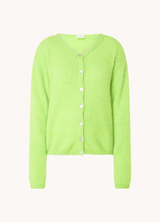 American Vintage Grofgebreid vest in alpaca wolblend - voorkant 3 neongroen