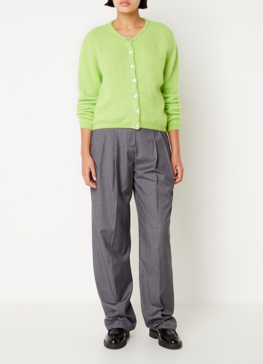 American Vintage Grofgebreid vest in alpaca wolblend - voorkant 4 neongroen
