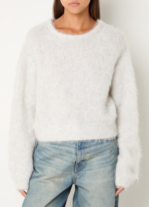 American Vintage Grofgebreide trui in alpaca wolblend - detail gebroken wit