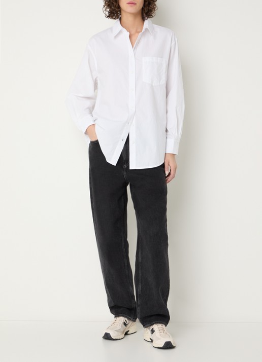 American Vintage Havanarow blouse met borstzak - voorkant 2 wit