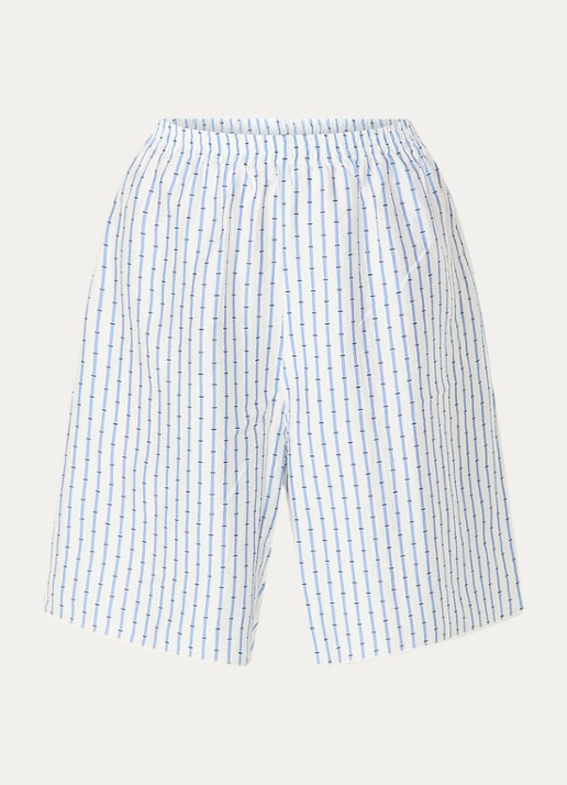 American Vintage High waist wide fit korte broek met streepprint - voorkant 2 blauw