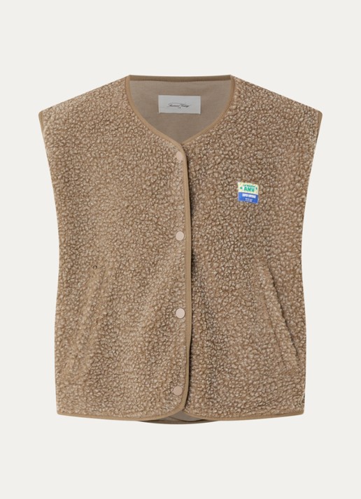 American Vintage Hoktown gilet met ritszakken - voorkant lichtbruin
