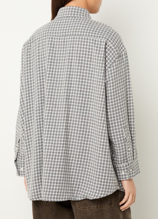 American Vintage Hoxcity blouse met ruitdessin - achterkant 2 grijs