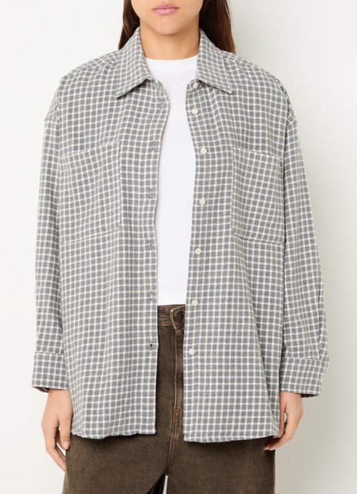 American Vintage Hoxcity blouse met ruitdessin - detail grijs
