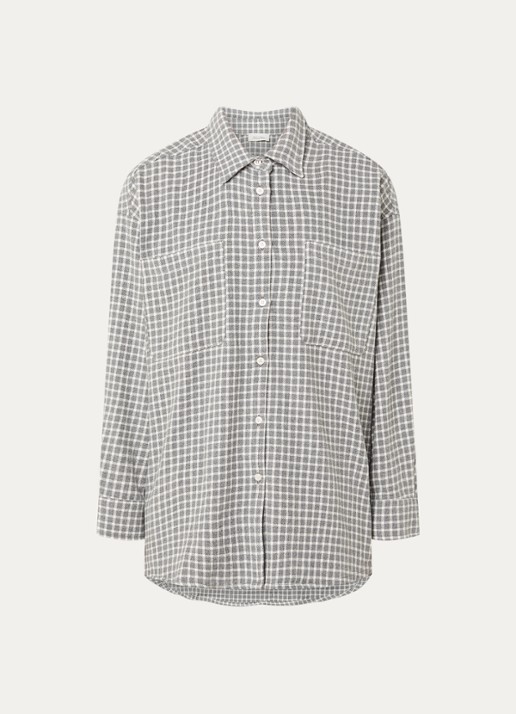 American Vintage Hoxcity blouse met ruitdessin - voorkant 3 grijs