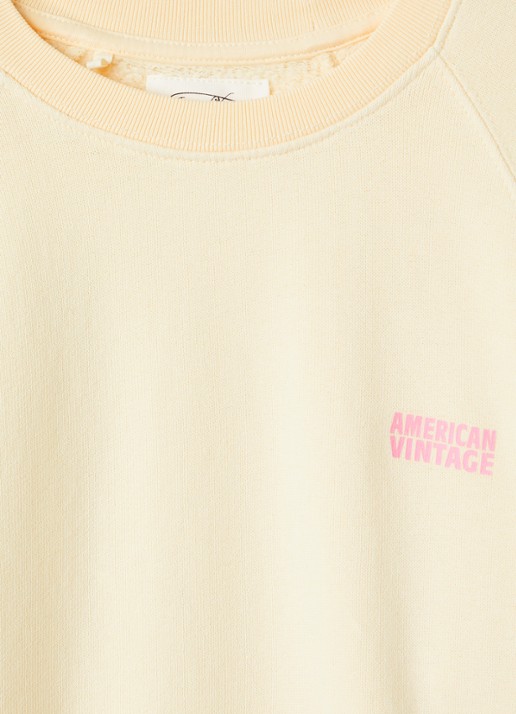 American Vintage Izubird sweater met logo - detail 3 lichtgeel
