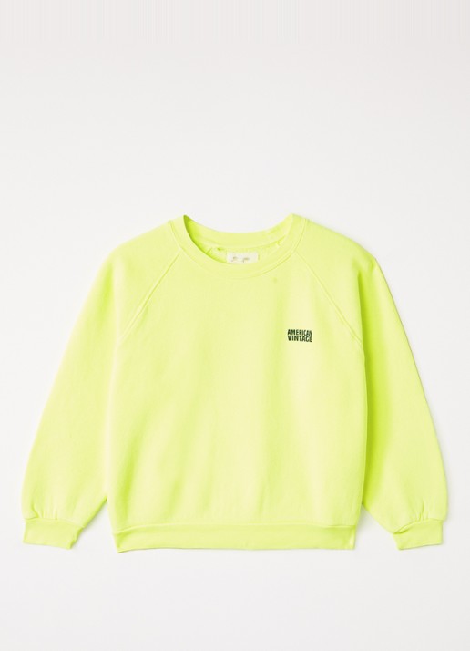 American Vintage Izubird sweater met logo - voorkant neongeel