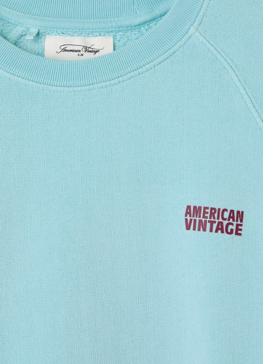 American Vintage Izubird sweater met logo - detail 3 lichtblauw