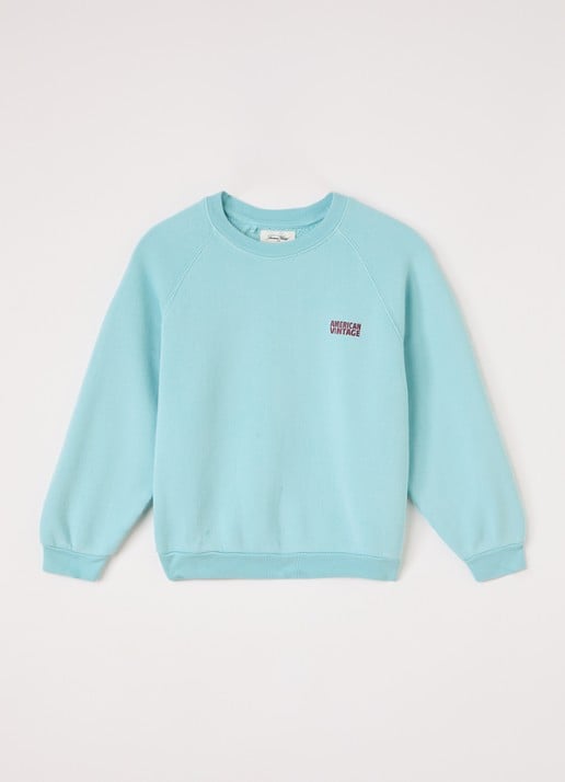 American Vintage Izubird sweater met logo - voorkant lichtblauw