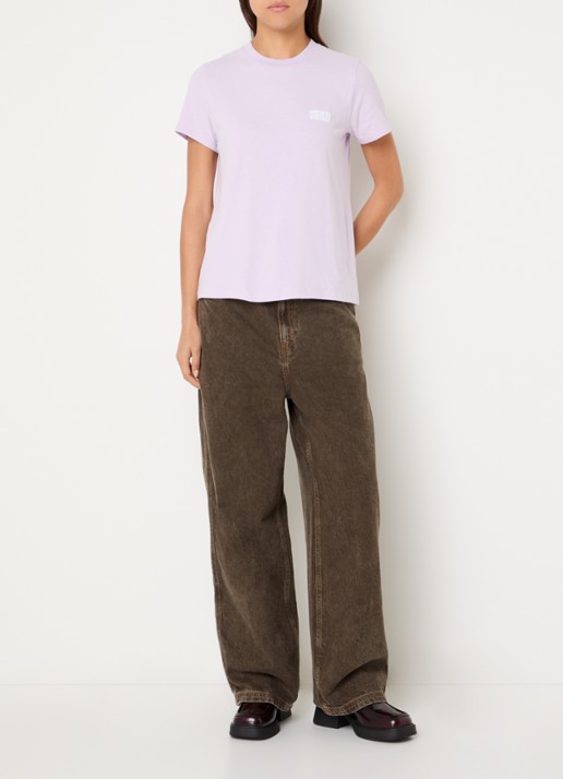 American Vintage Lilas T-shirt met logo - voorkant 2 lila
