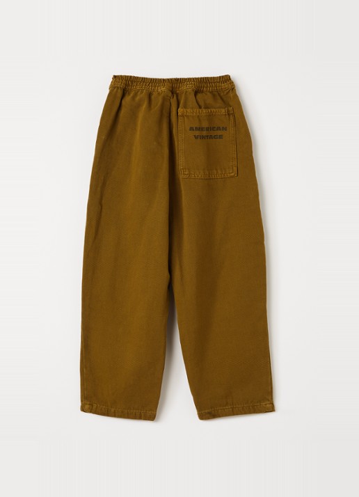 American Vintage Lykaz tapered fit broek - voorkant 3 mosgroen