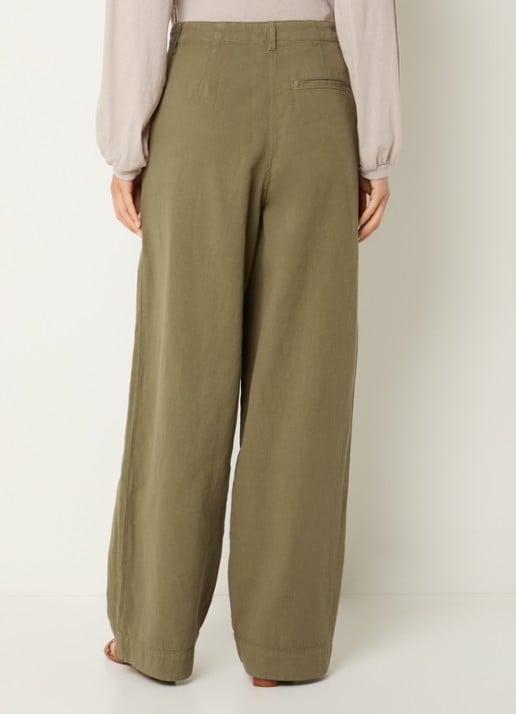 American Vintage Namaz high waist wide fit chino met steekzakken - achterkant mosgroen